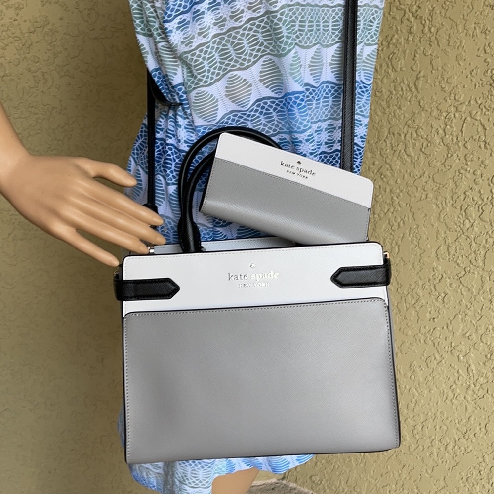 Kate Spade Staci Colorblock Medium Satchel & Staci Colorblock Large Slim Bifold - Picture 11 of 16